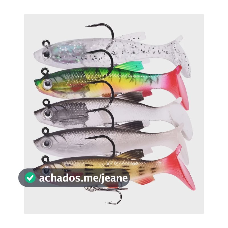 Kit 5 Isca Artificial Shad Silicone Tucunaré Robalo Traira Variados