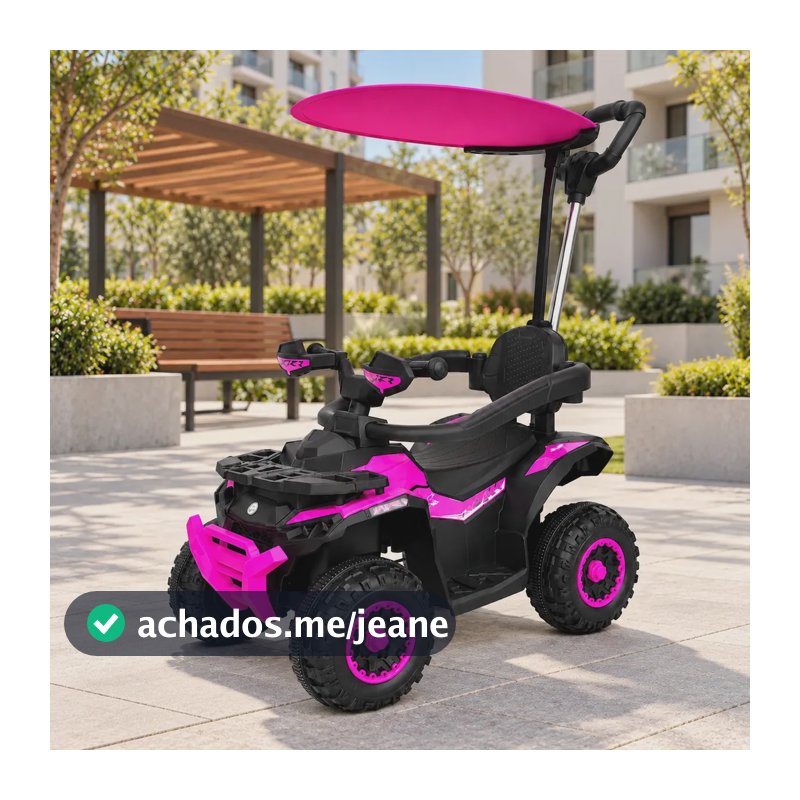 Quadriciclo Passeio Elétrico Infantil Haste Direcionável 6v Rosa
