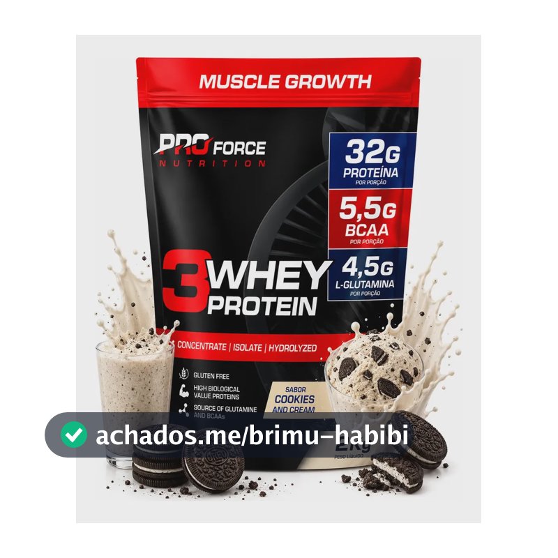 Whey Protein 3w - 2 Kg Muscle Growth Sabor Cookies