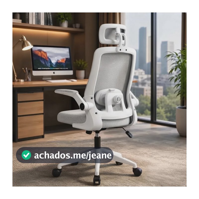 Cadeira De Escritório Ergonômica Giratória Tela Mesh Cinza Cinza Espuma De Alta Densidade