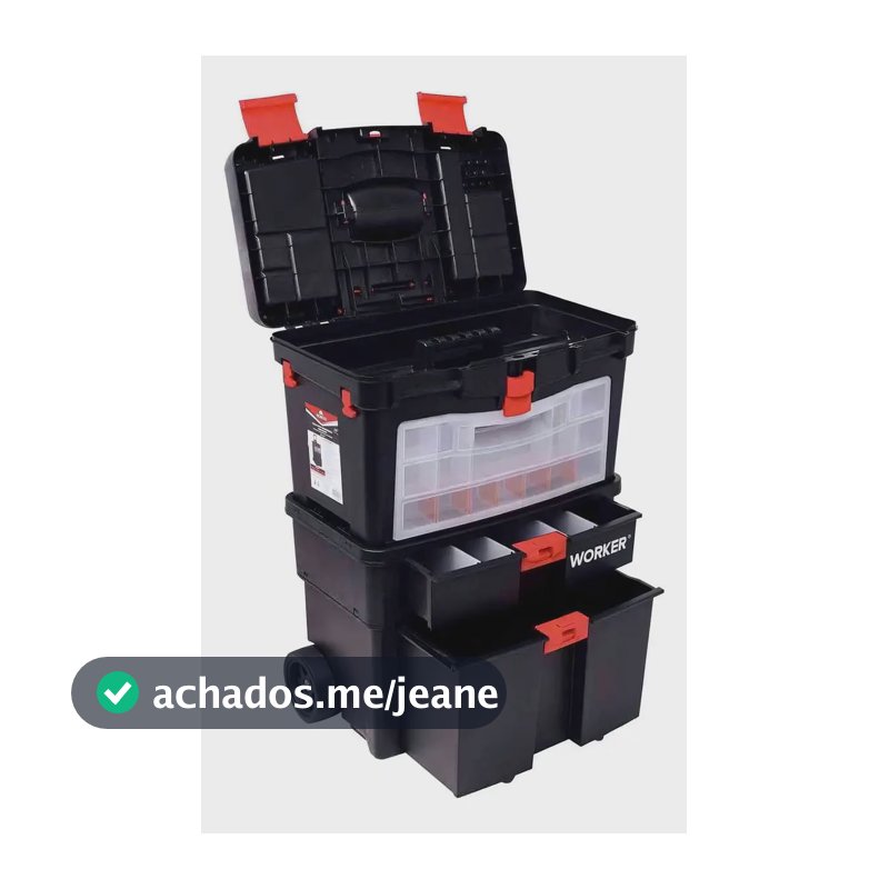 Caixa plástica para ferramentas 24,5'' com rodas e gavetas Worker