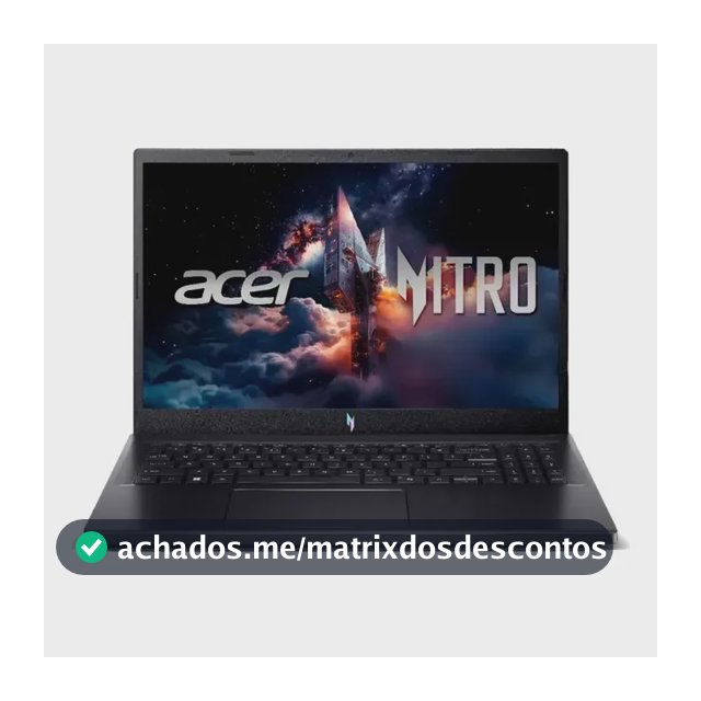 Notebook Gamer Acer Nitro V15 com Intel Core i5-13420H, 8GB RAM e RTX 4050 de 6GB, SSD 512GB e Tela de 15.6" Full HD 165Hz