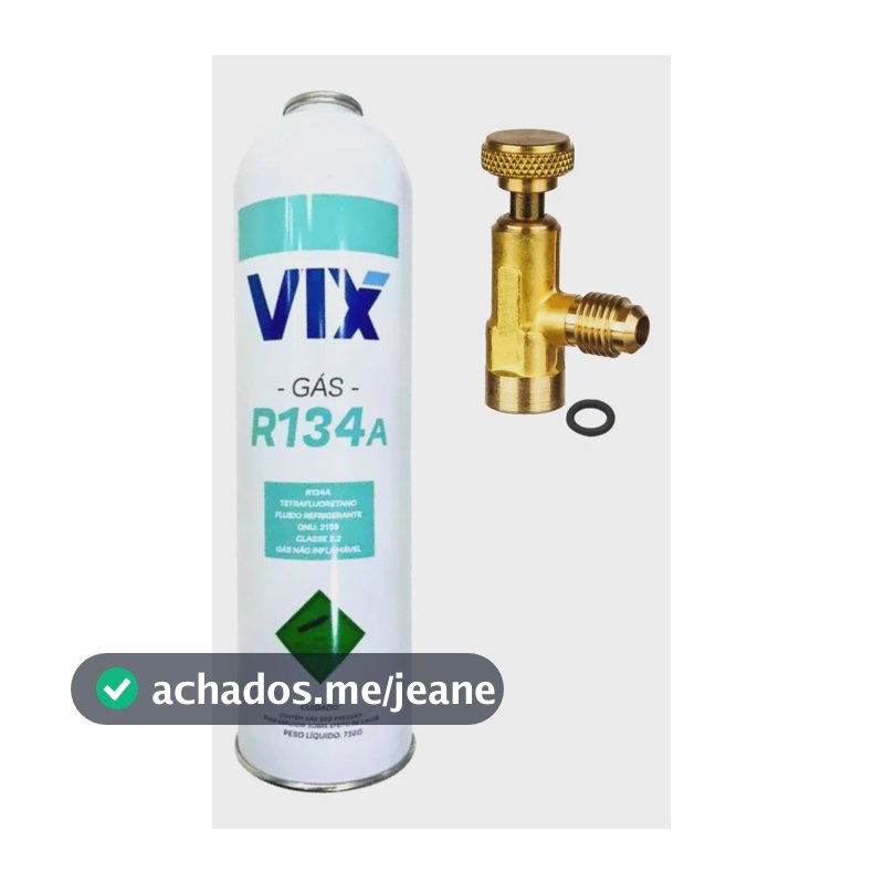 Kit Refil R134a 750g + Válvula Ar Condicionado Automotivo
