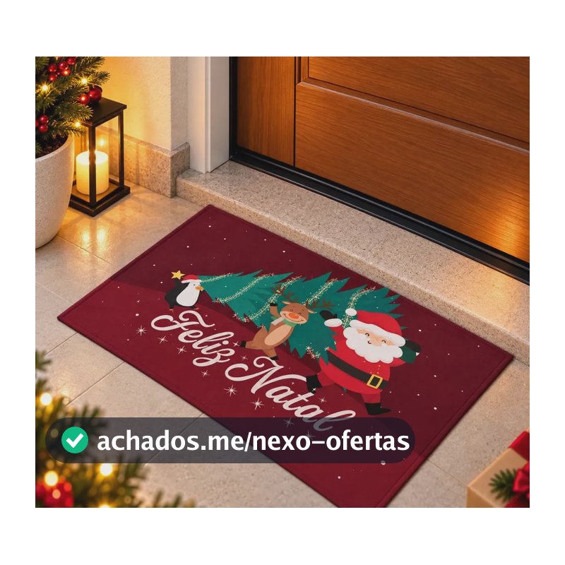 Tapete De Porta Natalino 60x40 Antiderrapante Decorativo 60 Cm 40 Cm Bordô