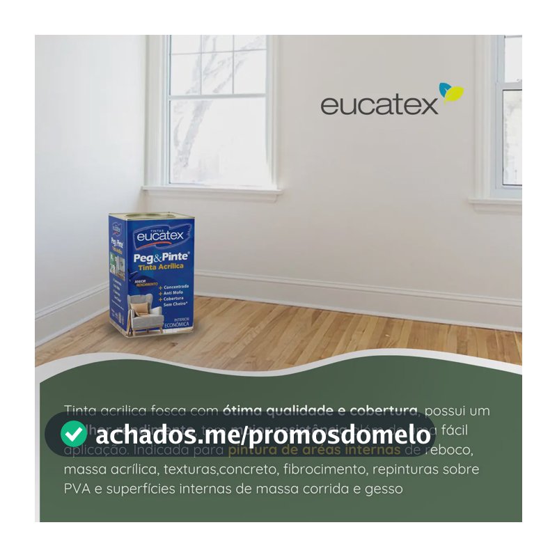 Tinta Eucatex Acrílica Peg Pinte Anti-mofo 18l - Cores Acabamento Fosco Cor Branco