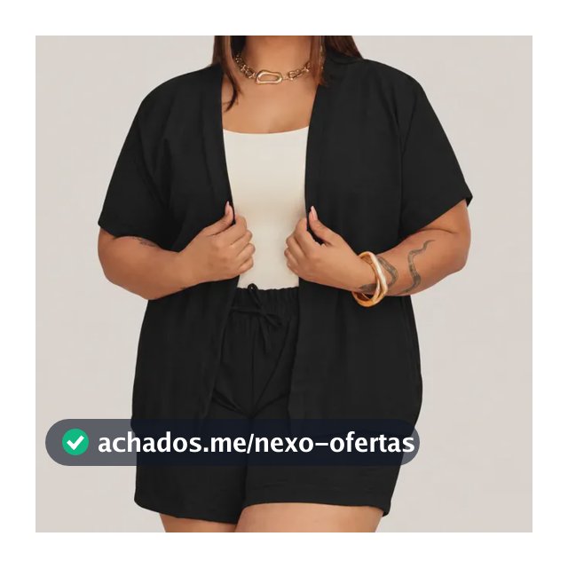 Conjunto Kimono Plus Size Short Verão Moda Elegante Casual
