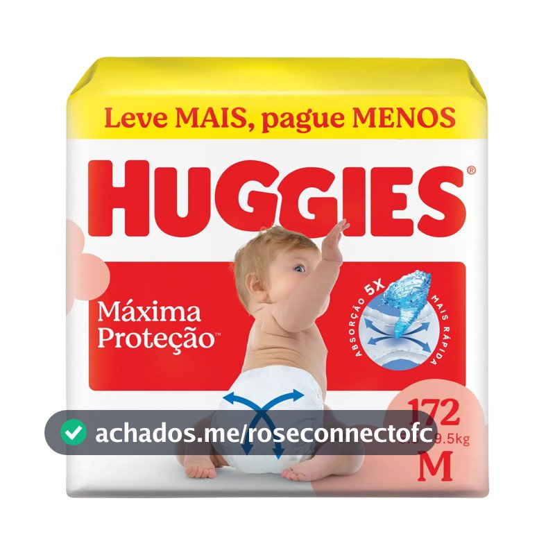 Huggies Fralda Descartável Máxima Proteção M - 172 Un