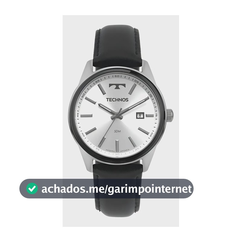 Relógio Technos Steel Masculino Analógico Couro Preto Inoxidável 2115TYB/0K