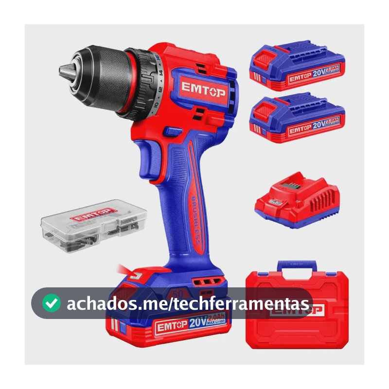 Parafusadeira E Furadeira Sem Fio Brushless 50nm 20v 2x 2ah Azul 20v
