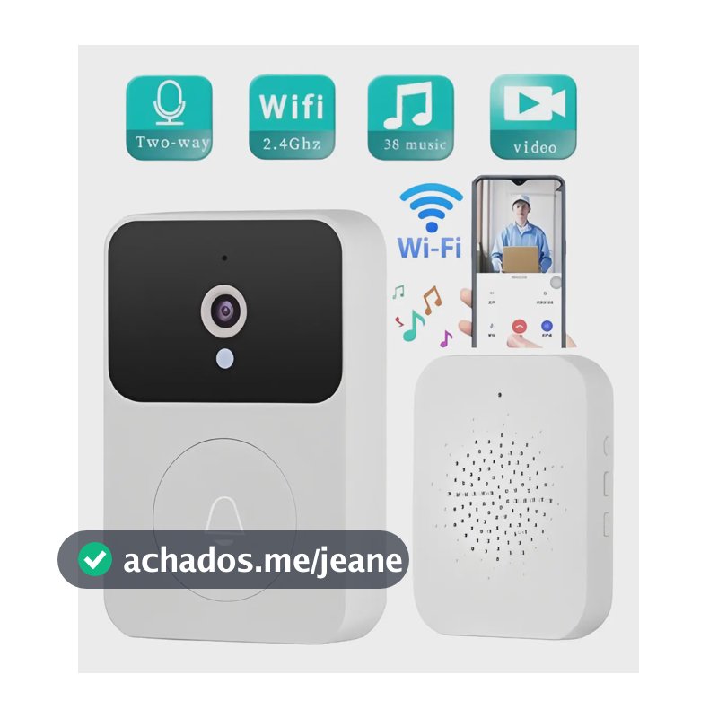 Campainha Interfone Inteligente Câmera Áudio Wi-fi Externa Branco