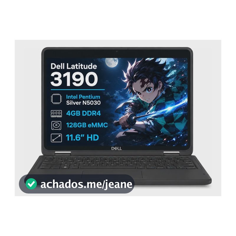Notebook Dell Latitude 3190 N5030 4gb Ram 128gb Ssd Win10 Preto