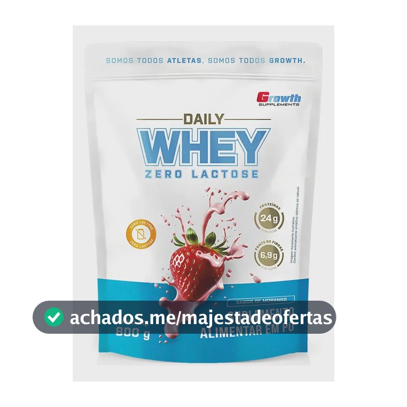 Daily Whey Protein Zero Lactose 800g Growth Supplements Morango