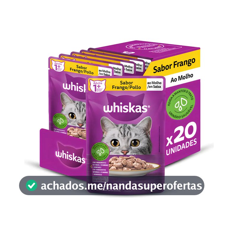 Sache Whiskas Sachê Frango ao Molho para Gatos Adultos caixa com 20 unidades de 85 g