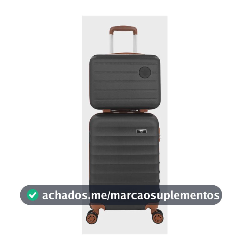 Kit Mala De Viagem Bordo Mão Pequena 10kg Abs Cadeado 360 Cor Preto
