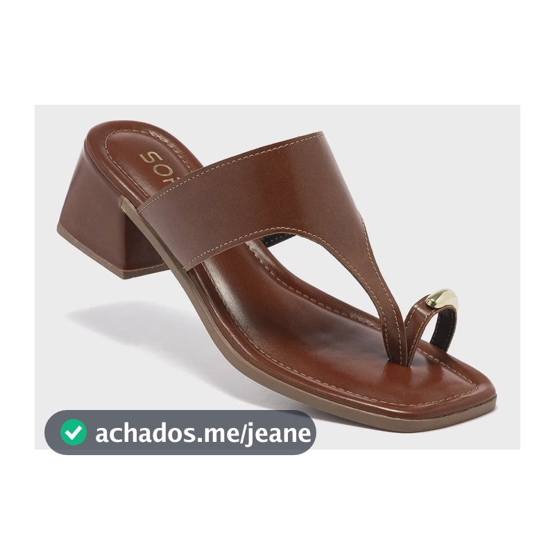 Sandália Tamanco Feminino Salto Médio Detalhe No Dedo Moda Caramelo 35