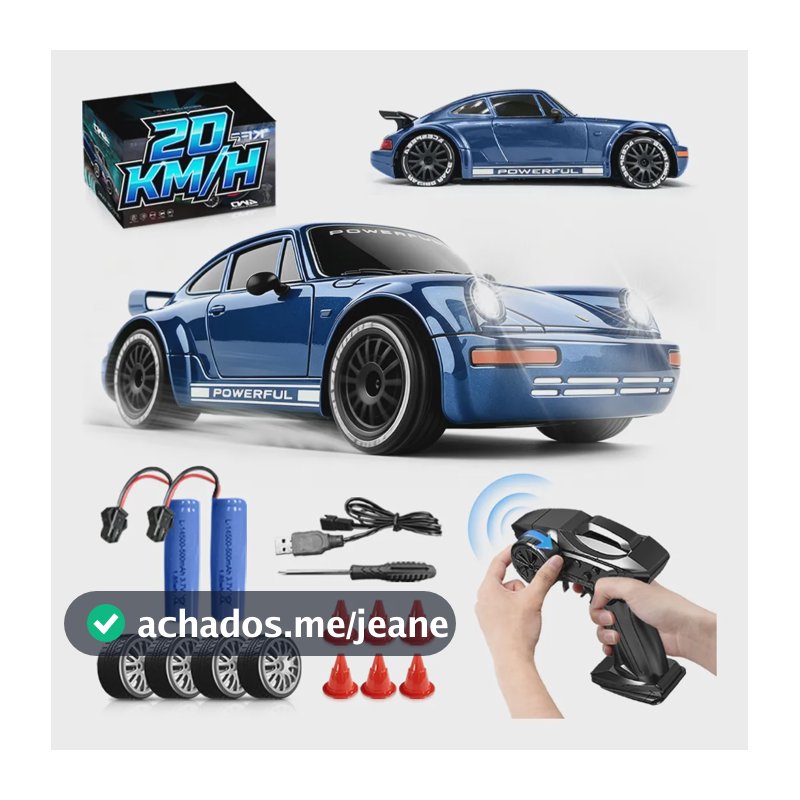 4wd Carrinho Controle Remoto Drift Com 2bateria Recarregável Azul