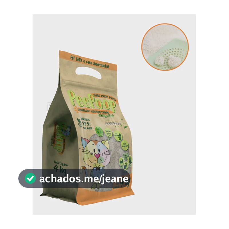Granulado Areia Gato Fina Peepoop Mandioca Biodegradável 4kg
