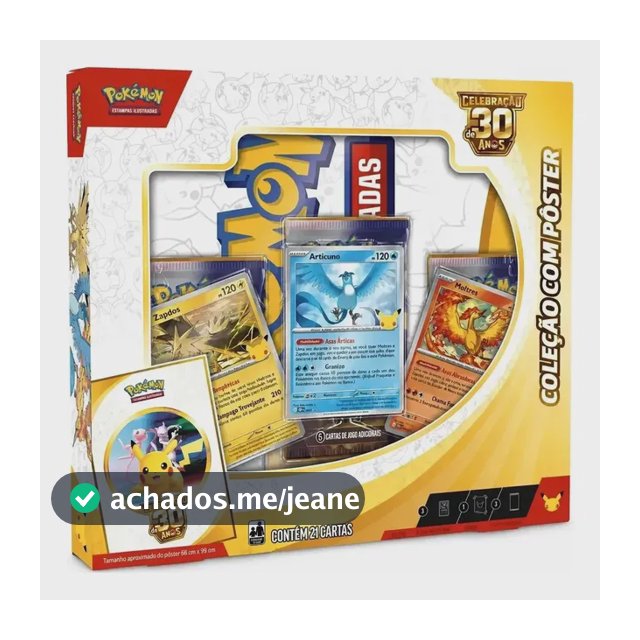 Box Pokémon Com Pôster Celebração De 30 Anos Original Copag Poster Português