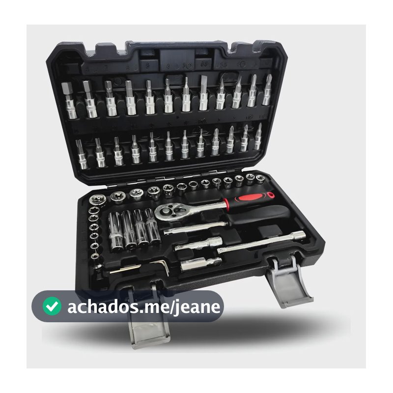 Jogo De Soquete Kit 57 Peças 1/4 Catraca Ferramentas Maleta Sortimento