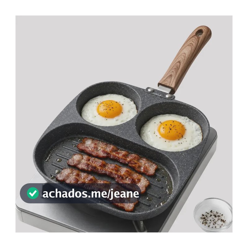 Frigideira Multiuso 3 Divisórias Antiaderente Para Fritar Ovos, Hambúrgueres, Bacon, Frangos, Linguiças
