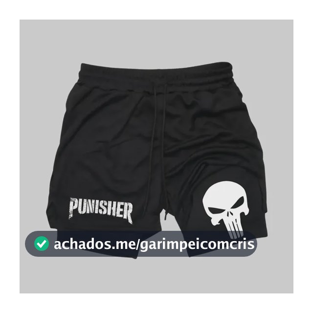 Short Dry-fit Compressão 2 Em 1 Academia Punisher Justiceiro