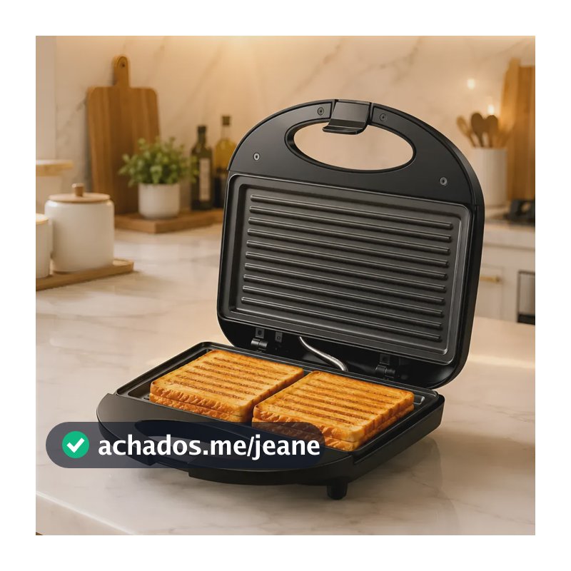 Sanduicheira Grill Elétrica 2 Em 1 Prensa Antiaderente Preto 220v