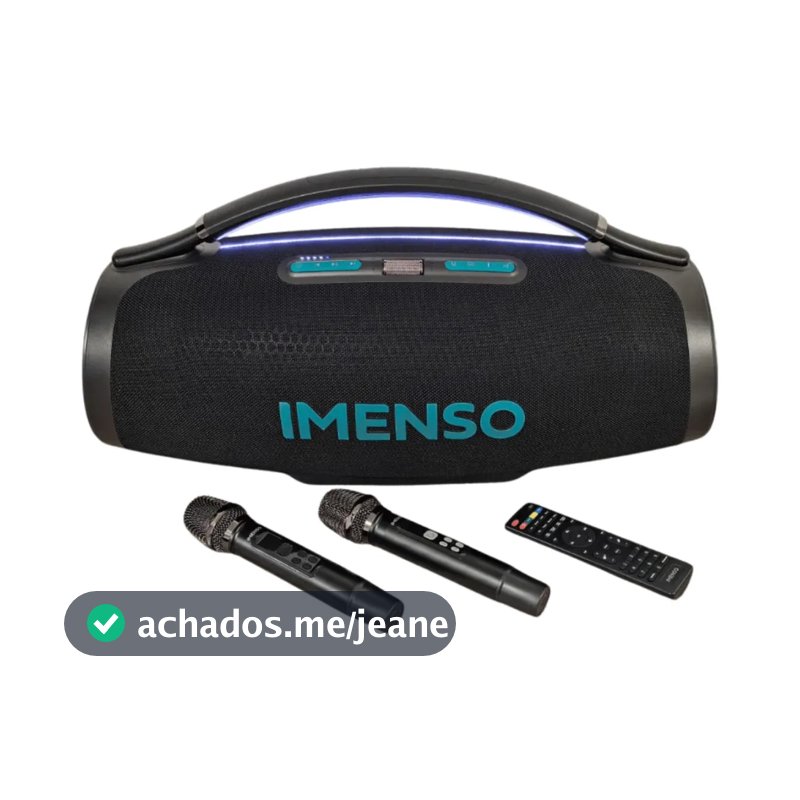 Caixa De Som Imenso X69a 500w Rms 45000mah Rgb Ipx6 2 Mic Preto 110220 V