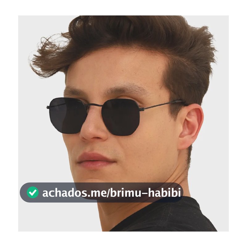 Óculos De Sol Hexagonal Unissex Premium Proteção Uv400 Moda Preto