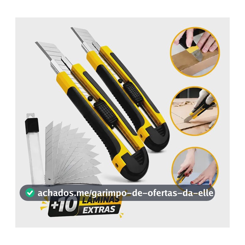 Kit 2 Estilete Profissional 18mm Emborrachado Aço + Lâminas
