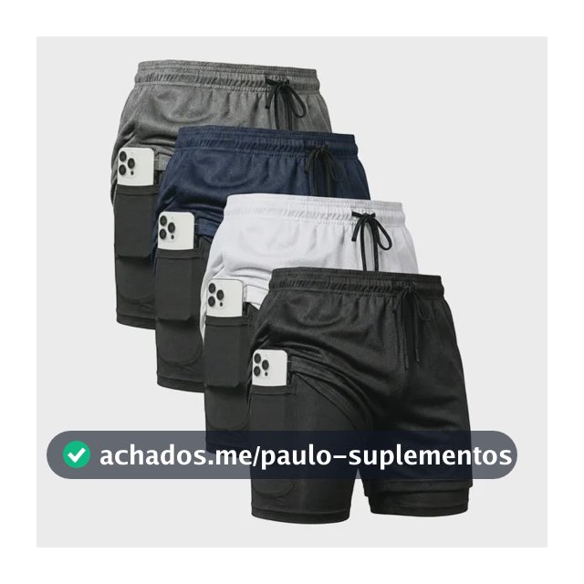 Kit 4 Shorts 2 Em 1 Duplo Dryfit Masculino Compressão Térmic