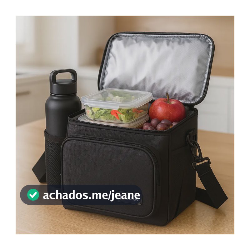 Bolsa Térmica Grande Marmita Lancheira Alças Removível Preta