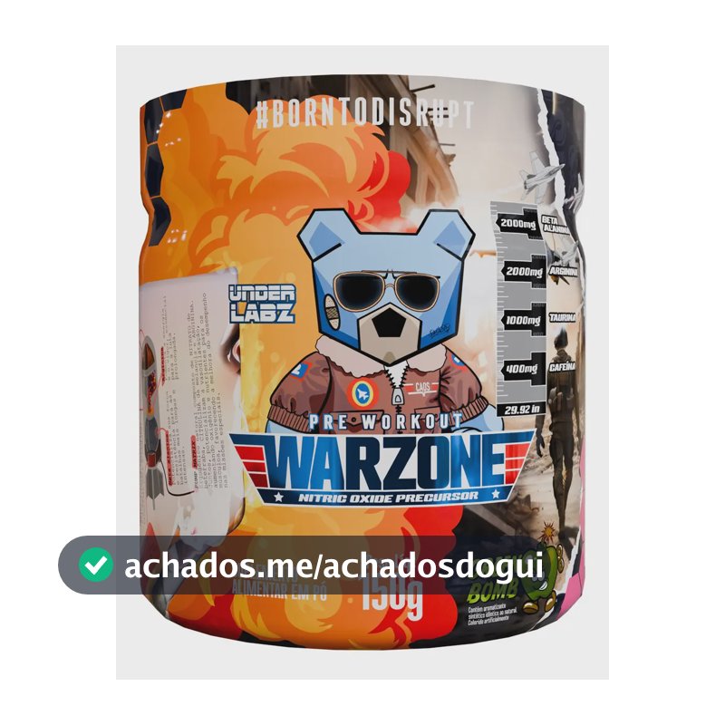 Warzone Under Labz Pré Treino Beta Alanina Taurina Cafeína Sabor Green Bomb 300g