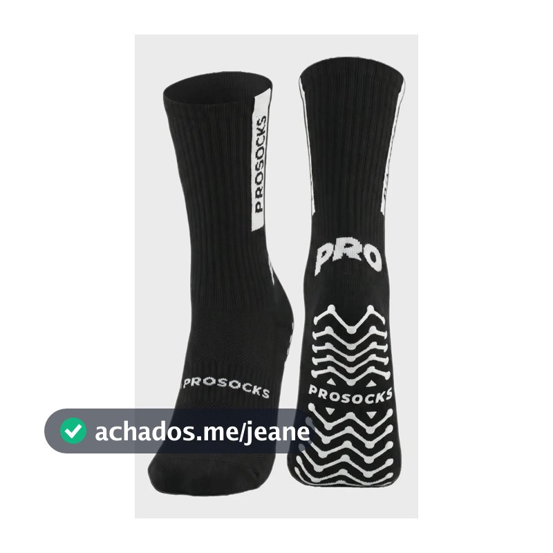 Meia Antiderrapante Futebol ProSocks UltraGrip Cano Alto Meião Futebol Grip para Chuteira Meia Esportiva com Alta Estabilidade, Conforto e Tecnologia Profissional | Preta, Tamanho 38-44
