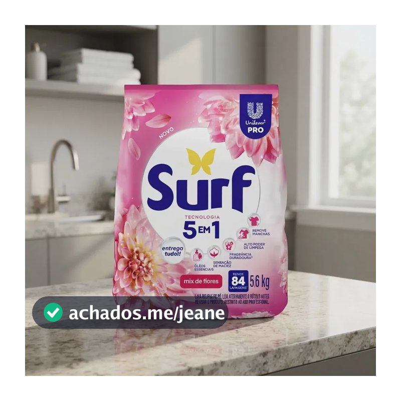 Lava Roupas Em Pó Surf 5em1 Flores Pacote 5,6 Kg Sabão Em Pó