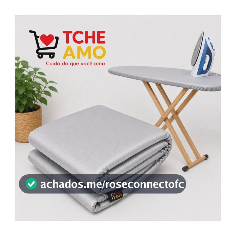 Forro Térmico Capa Para Tábua De Passar Roupa O Único 100% Algodão Com Camada Aluminizada e Espuma De Poliuretano Ajuste Com Cordão 1,20x0,45 Qualidade Premium Tche Amo