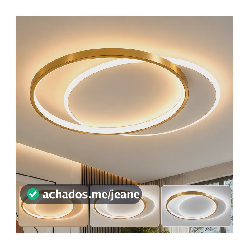 Luminária Teto Quarto Led Quadrado 3 Cores Bivolt Sobrepor 127/220v Dourado