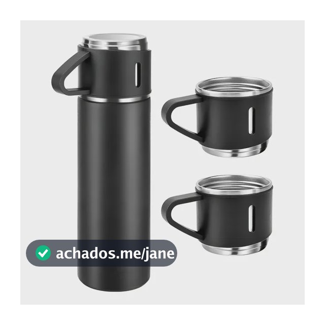 500ml Caneca Kit Garrafa Térmica Vacuum Bottle Inox + 3 Xíca