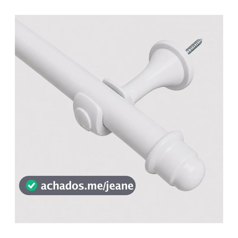 Kit Varão Varal Simples 2 Metros 19mm Para Cortina Sala Branco
