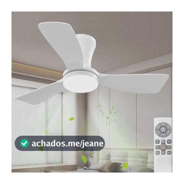 Ventilador de Teto Moderno 36" com Luz LED e Controle Remoto, Reversível, 3cct, Dimerizável, Silencioso, Para Quarto, Uso Interno/externo