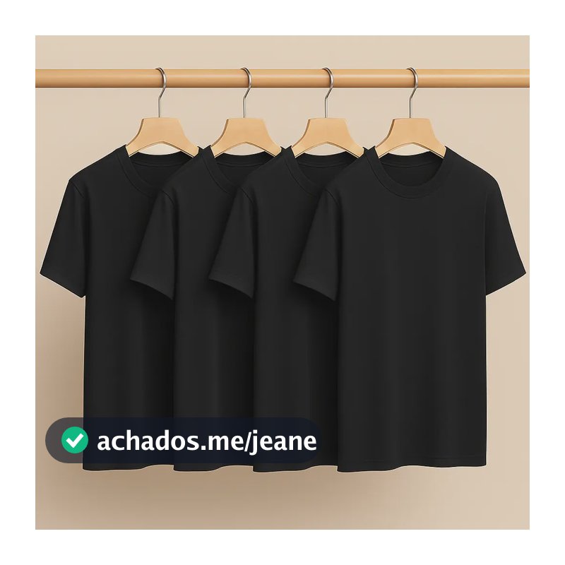 Kit 4 Camiseta Masculina Básica 100% Algodão Lisa 4 Preta Gg