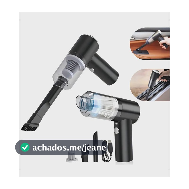 Aspirador Portátil 3 Em 1 Com Soprador e Filtro HEPA Para Carro e Teclado USB