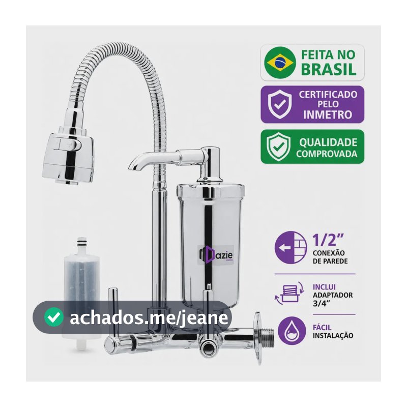 Torneira Com Filtro Cozinha Parede Gourmet Abs Dazie Metais