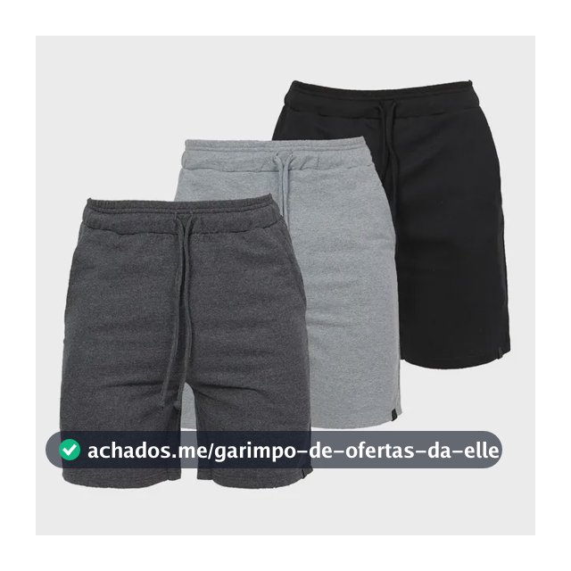 Kit 3 Bermudas Moletom Masculina Academia Casual Bolsos