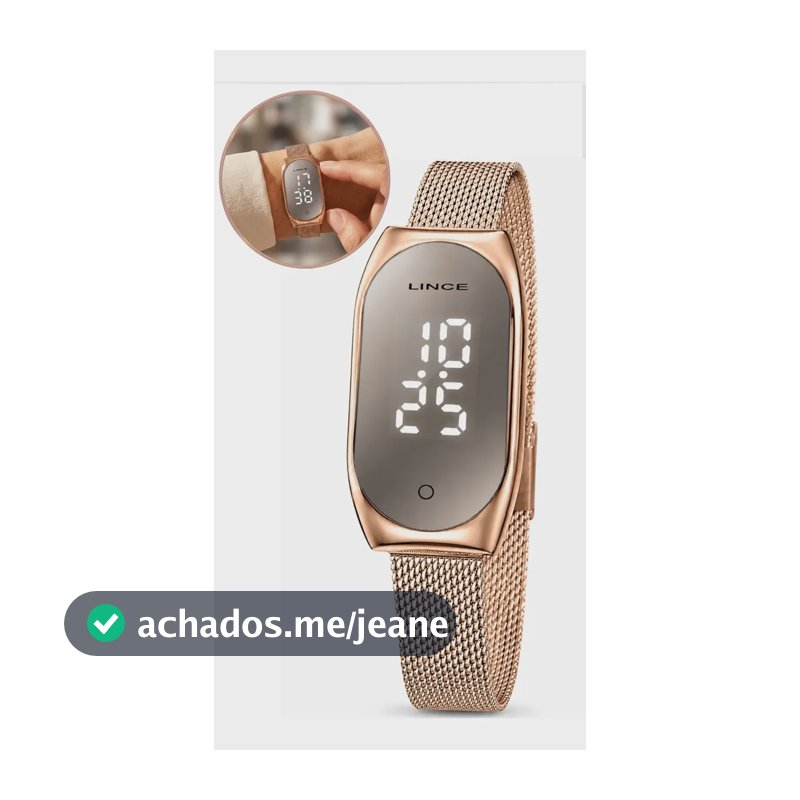 Relógio Lince Feminino Digital Rose Pequeno Fino Prova Dágua Rosê