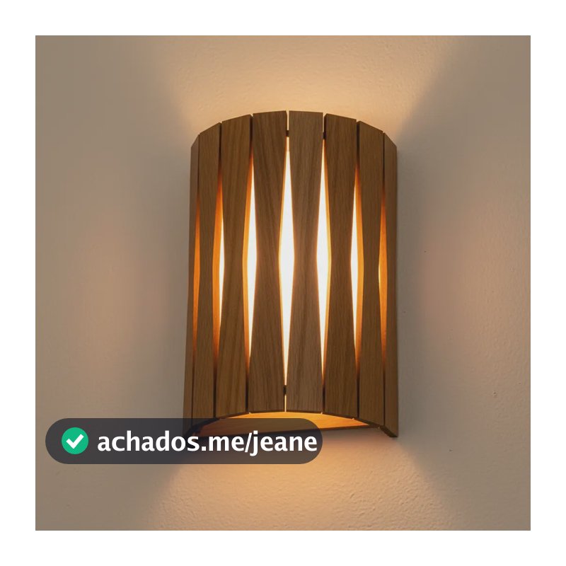 Arandela Luminária De Parede Interna Decorativa Madeira 110v/220v Freijó