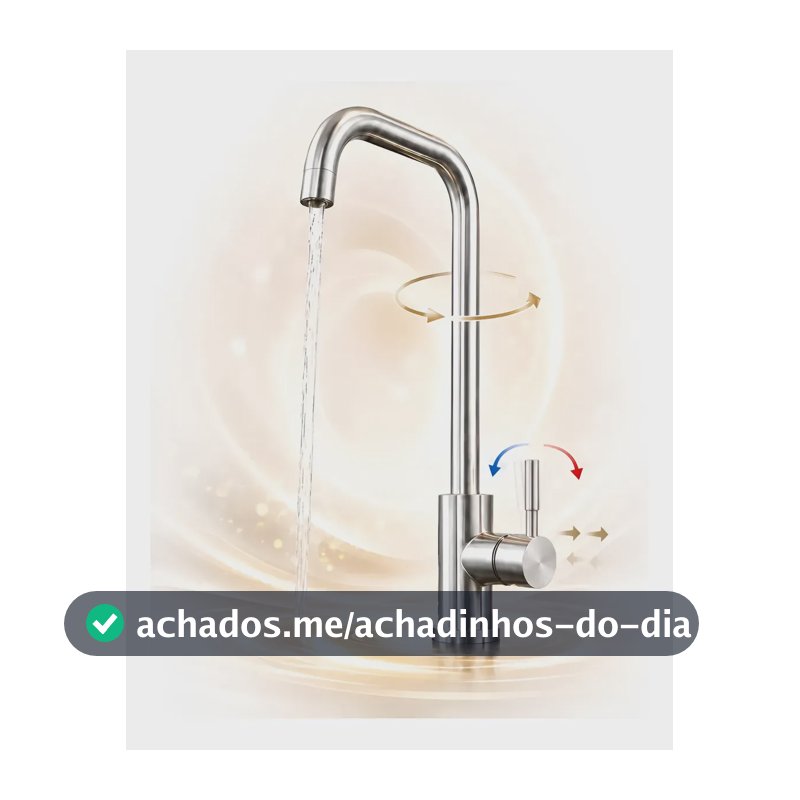 Torneira Cozinha Inox Quente Frio Misturador Bancada Gourmet Cinza Escovado