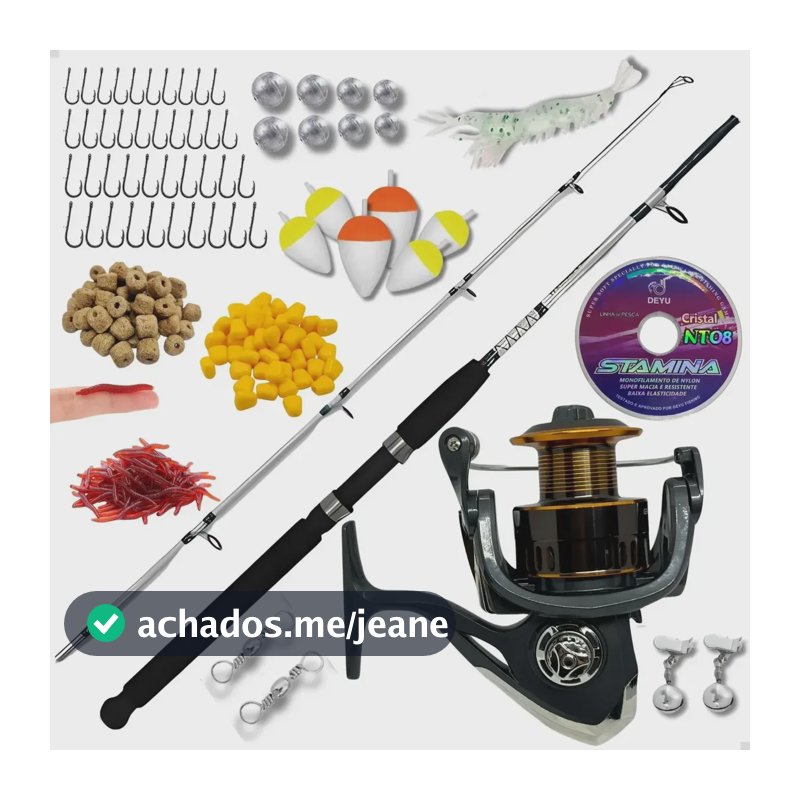 Kit Pesca Completo Vara + Molinete Alumínio 7000 E Acessório