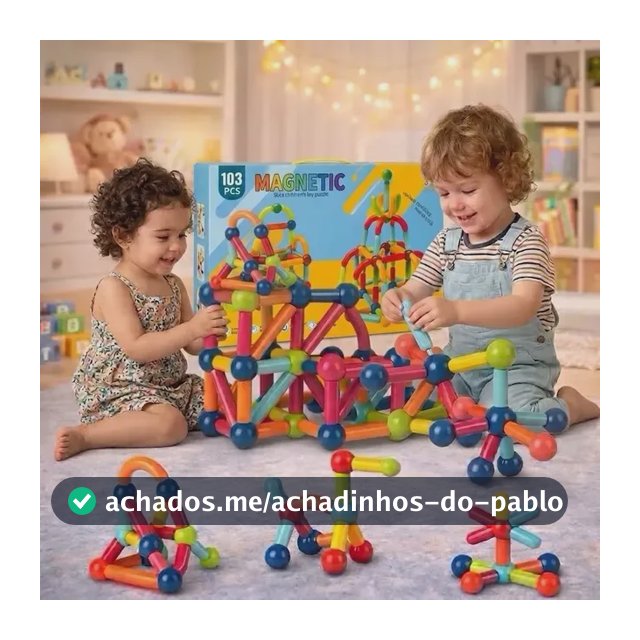 Blocos de Montar Magnéticos Bastões Montessori 103 Peças Brinquedo Infantil de Construção Com Peças E Formas Criativas Stem, Educativo