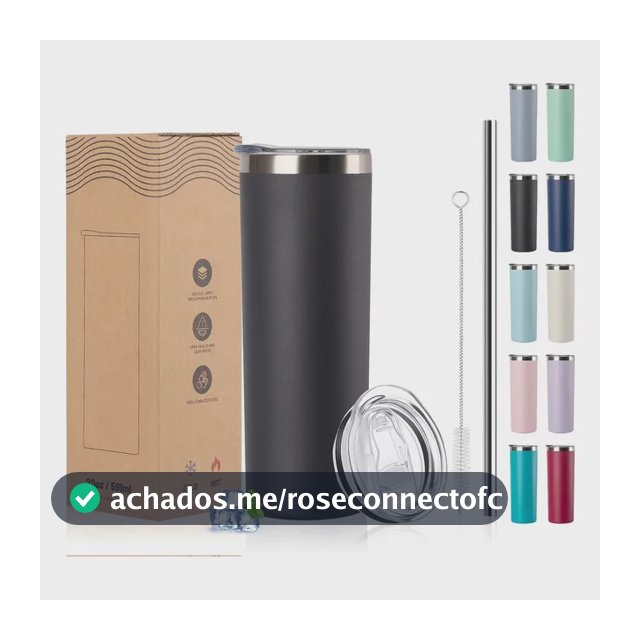 Copo Térmico A Vácuo Dupla Camada 20oz 591ml Para Carro Preto Liso