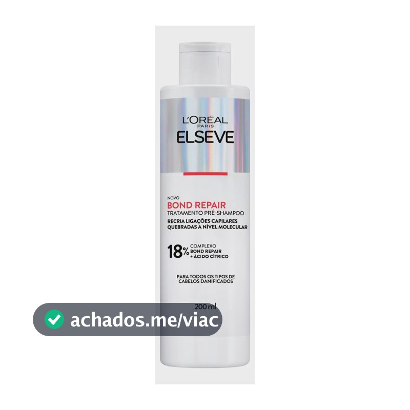 Tratamento Pré-Shampoo Reparação Molecular Reconstrói Ligações Devolve Força Com Ácido Cítrico Cabelos Danificados Elseve Bond Repair L'Oréal Paris 200ml